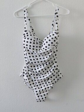 (#132) Betsey Johnson Black n White Polka Dot One-piece Swimsuit